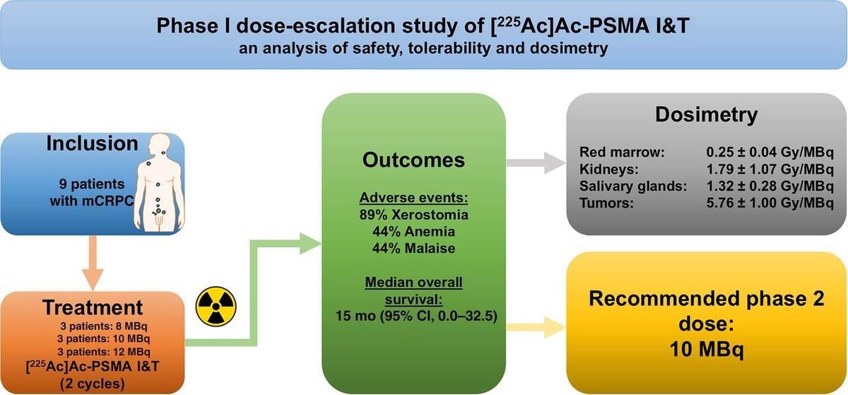 Phase 1 Dose-Escalation Study of [225Ac]Ac-PSMA I&T in Patients with Metastatic Castration-Resistant Prostate Cancer: An Analysis of Safety,Tolerability,and Dosimetry.的论文原文Figure 1