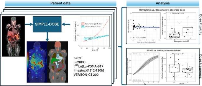 Clinical value of per-treatment whole-body single-time-point automated dosimetry for [177Lu]Lu-PSMA-617 therapy in metastatic castration-resistant prostate cancer.的原文研究流程或关键结果图